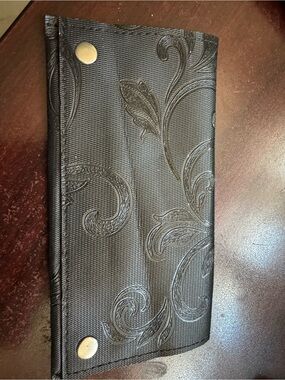 Black Floral-Embossed Wallet Phone Case - Unbranded